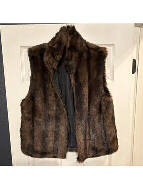 COACO New York Women's Zip-Up Lined Collared Vest Brown/Black Size L